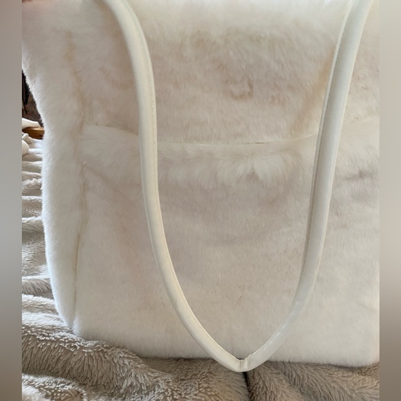 Anthropologie Soft White Faux Fur Tote - Picture 9 of 9